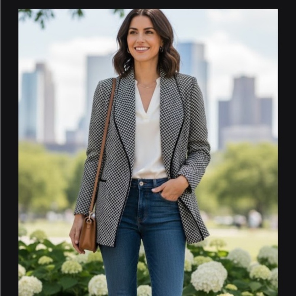 Calvin Klein Black and White Women's Blazer